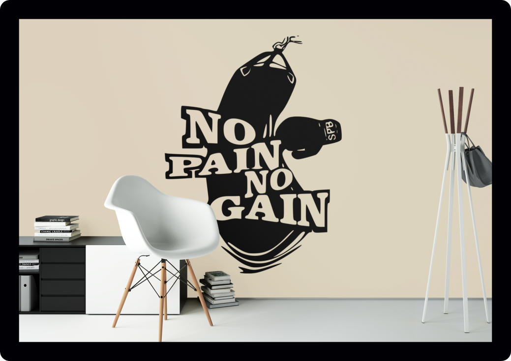 Boxing bag Gym No Pain No Gain punch bag window Bedroom Wall Art Vinyl home gym mancave fitness Sticker