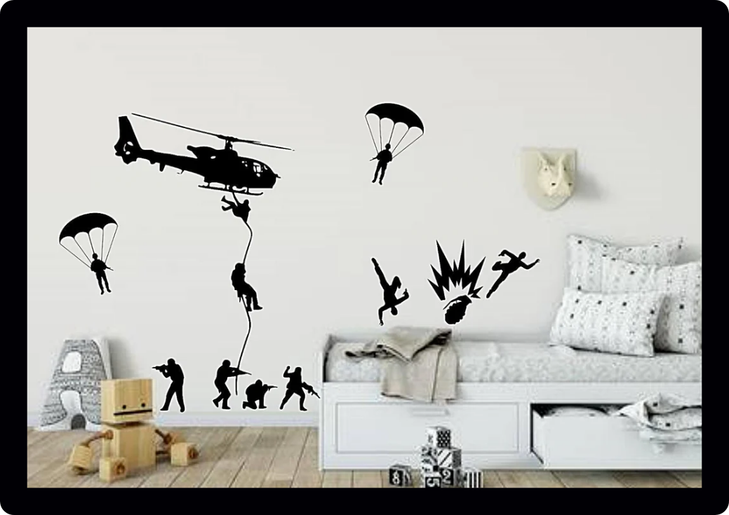 ARMY MILITARY SWAT helicopter troopers men boys Wall Vinyl Sticker Decal