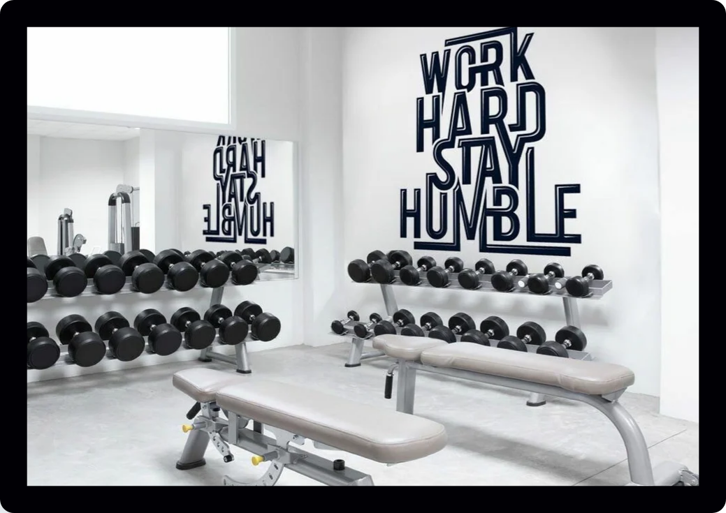 fitness slogan inspirational fitness business work hard stay humble gym Living Room Wall Art Vinyl Decal Sticker