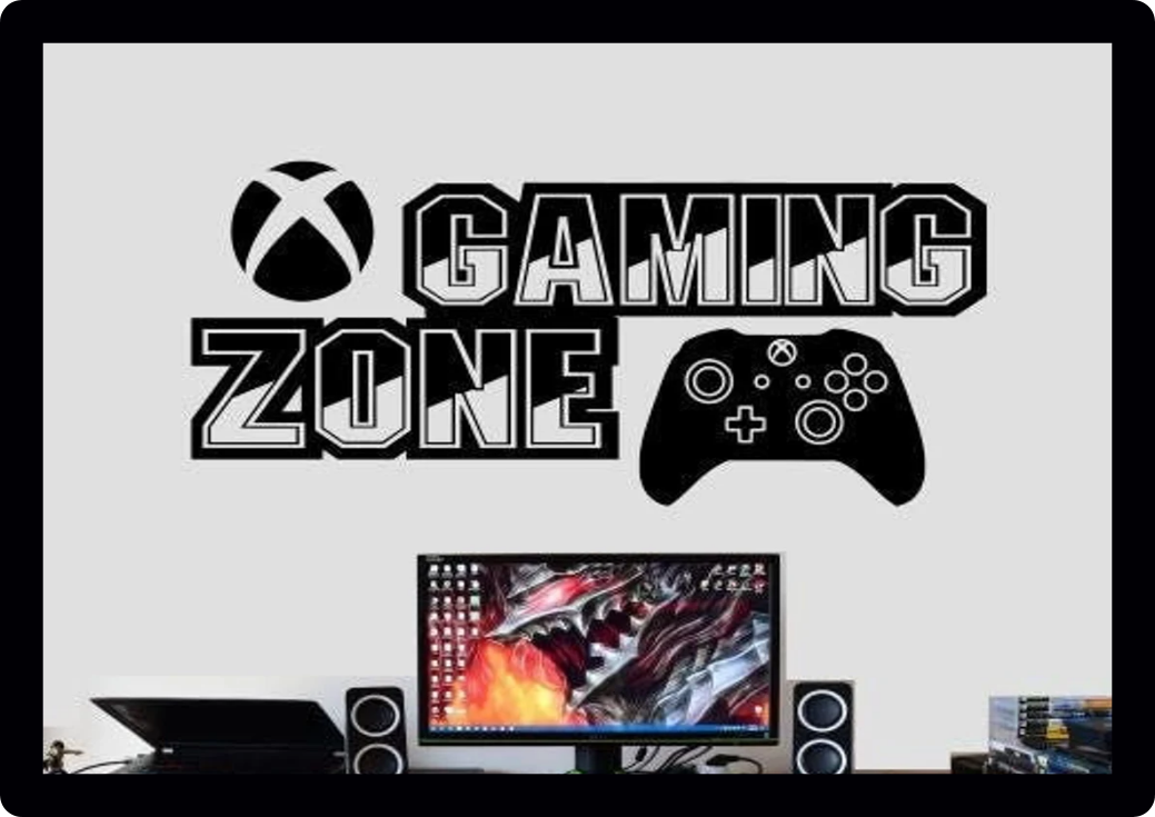 Gamer Gaming zone xbox controller designs Wall Art Vinyl kids gift Decal Sticker