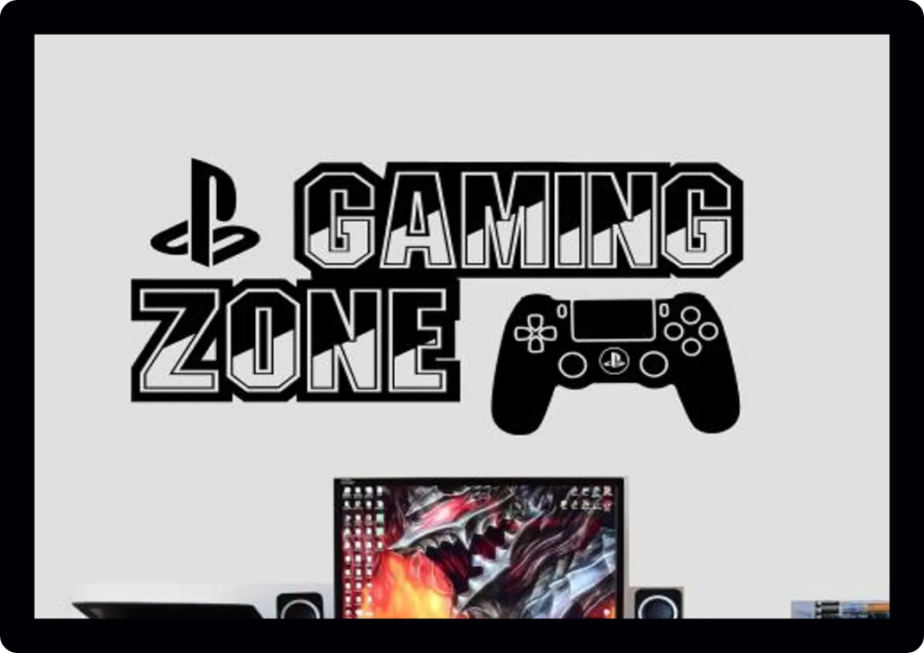 Gamer Gaming zone playstation controller designs Wall Art Vinyl kids gift Decal Sticker