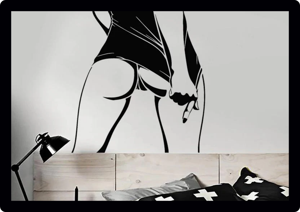 Sexy bum women butt Naked Silhouette Bedroom strip tease mancave lady rude Wall Art Vinyl Decal Sticker