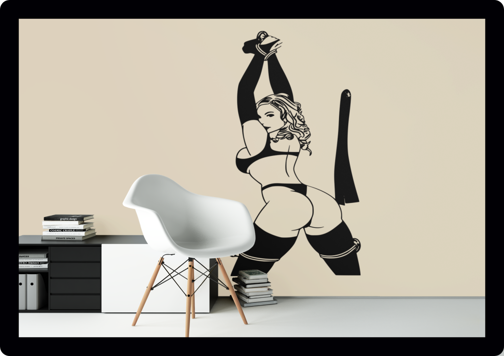 Sexy bum whip lady ladies female Naked Silhouette Bedroom mancave Wall Art Vinyl Decal Sticker