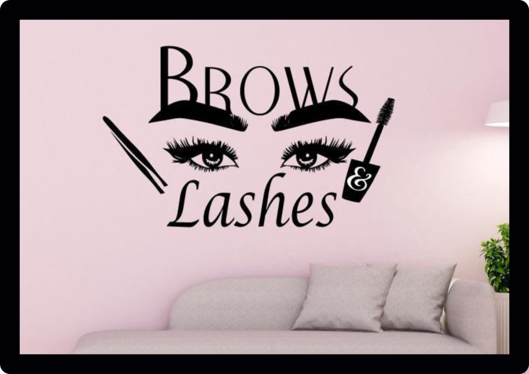 Salon eyelash eyebrow tints wax Beauty AESTHETICS Girl shop window gift Wall Vinyl Decal Sticker business