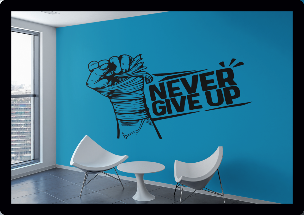 Never give up slogan sports business gym fitness slogan Bedroom inspirational Wall Art Vinyl Decal GIFT Sticker