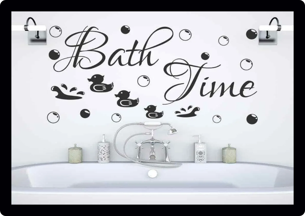 Bathroom Bath Time Quote Rubber Duck Bubbles wall art vinyl sticker