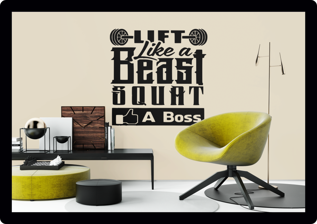 life like a beast squat Womens mens Fitness Gym Weights No Pain no gain workout slogan Wall Art Vinyl Decal Sticker