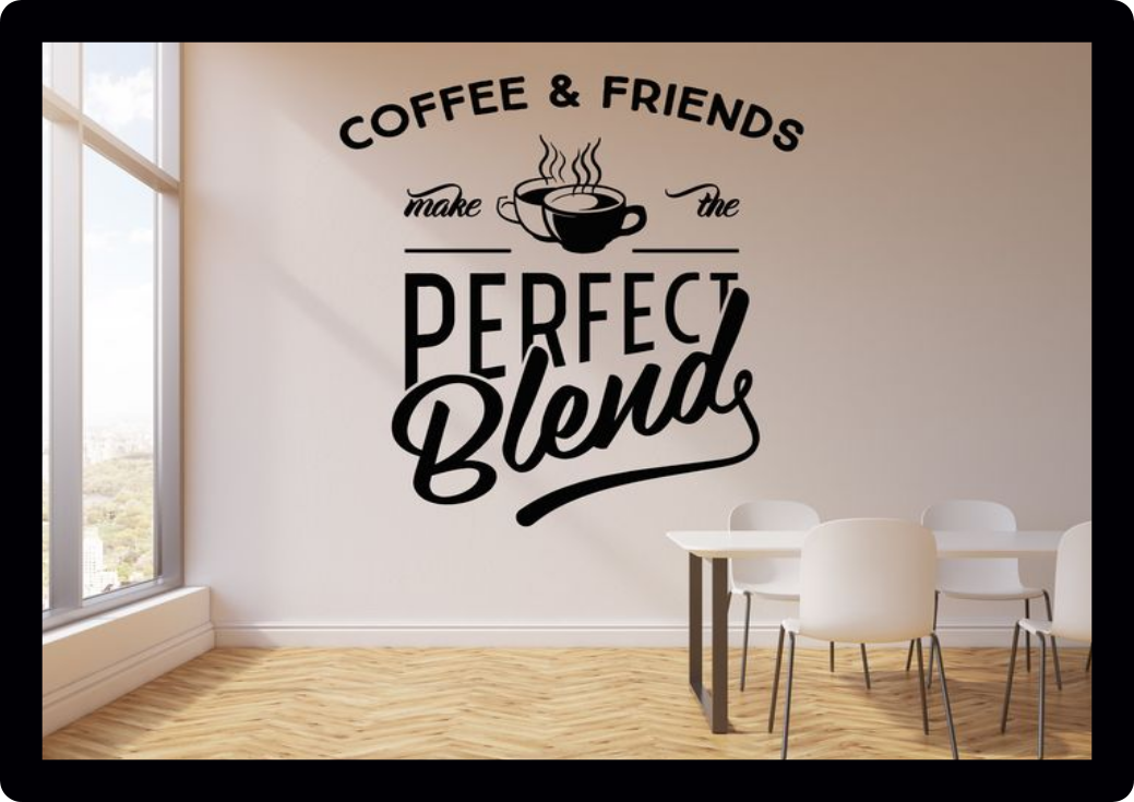Cafe Shop PERFECT BLEND Coffee House Coffee Cup Kitchen Wall decal Art Vinyl Decal Sticker