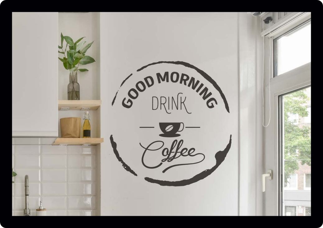 Cafe Shop Good Morning Coffee Cup Kitchen shop tea room Wall Art Vinyl Decal business Sticker