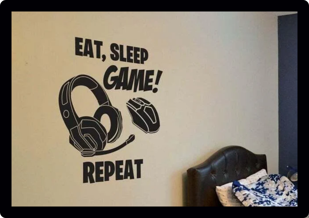 PC headset gamer eat sleep game repeat computer gaming wall sticker vinyl decal