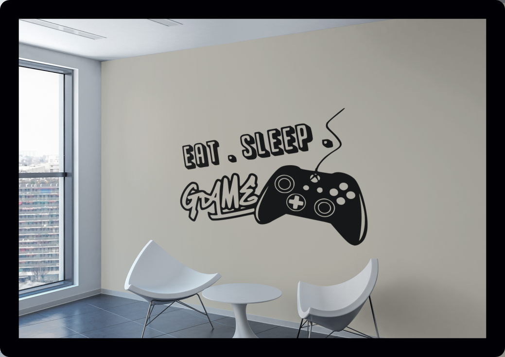 eat sleep game repeat controller gamer gaming kids boys girls wall sticker vinyl decal art bedroom