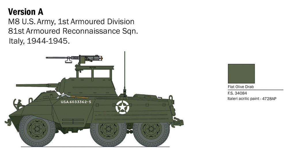 Italeri  M8/M20 Model Military Model Kit 1/56 W25759