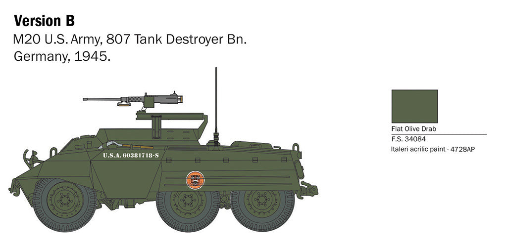 Italeri 1/56 M8/M20 Model Military Tank Model Kit 25759